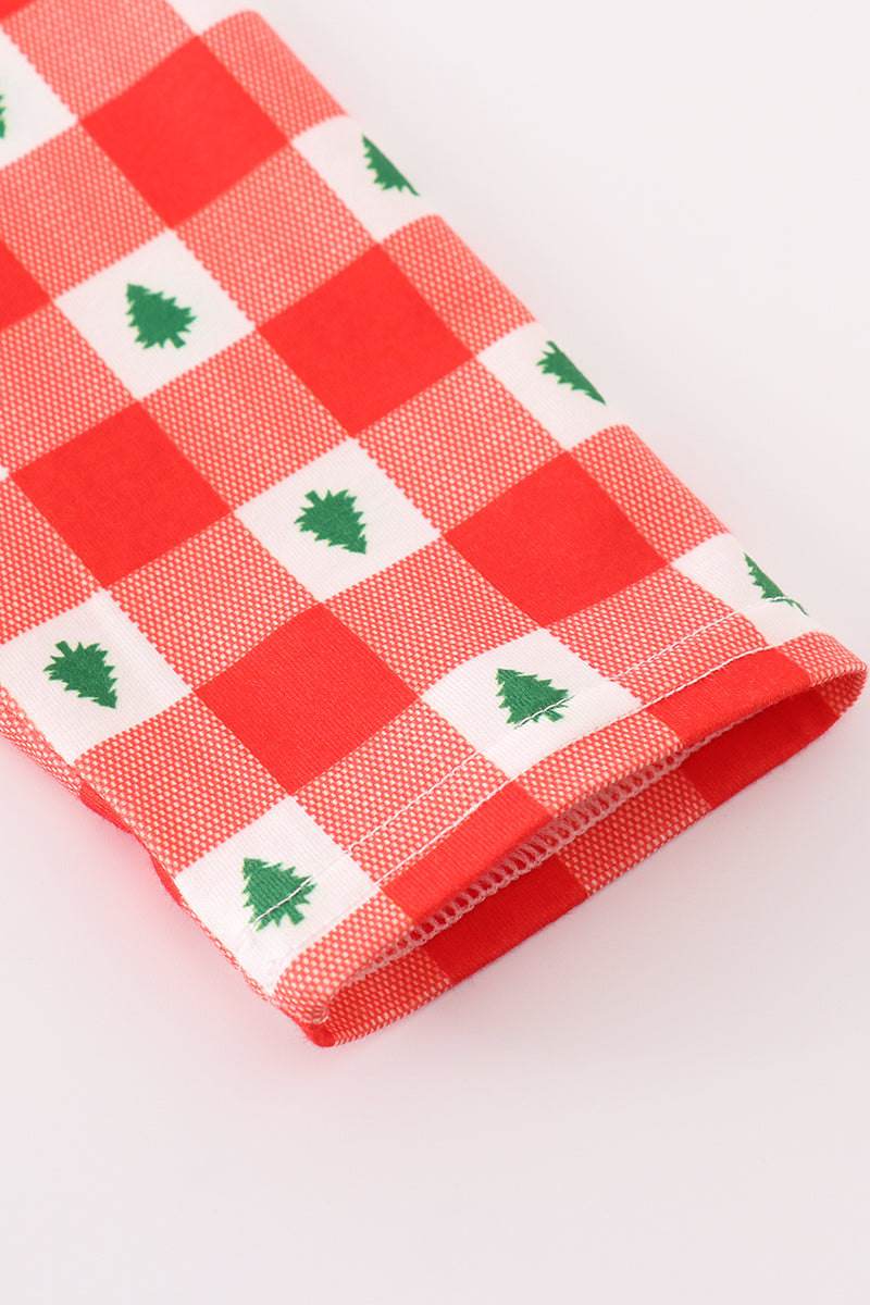 Red Christmas Tree Gingham Dress