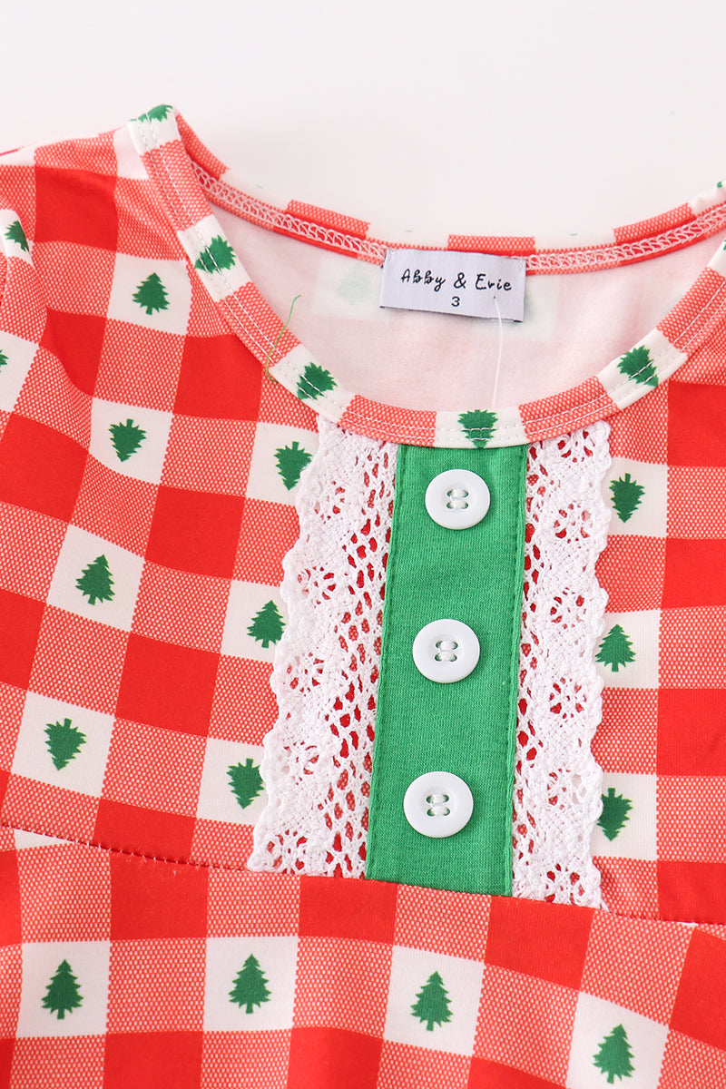 Red Christmas Tree Gingham Dress