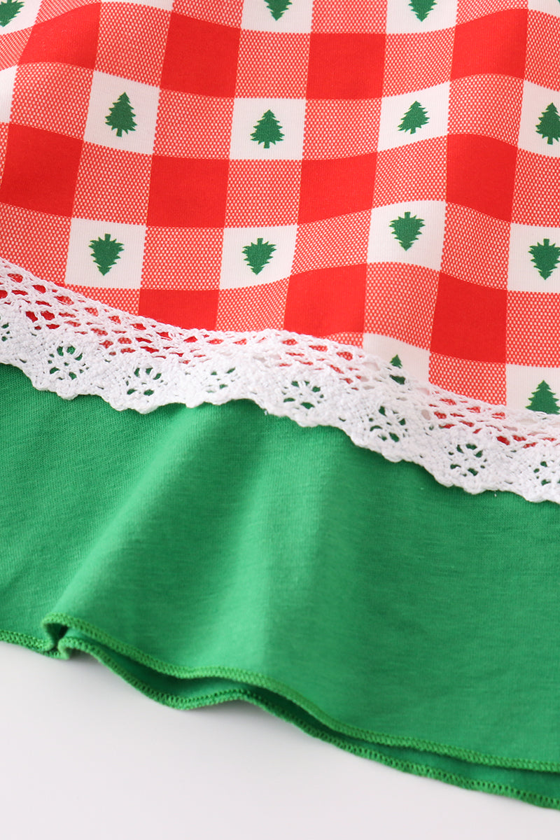 Red Christmas Tree Gingham Dress