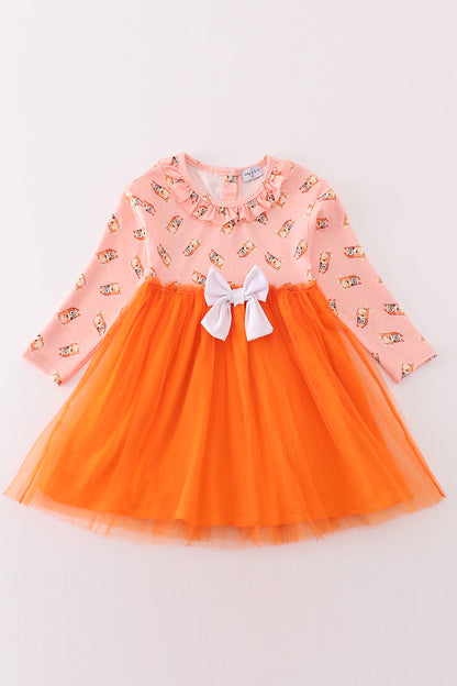 Orange Character Print Tutu Dress