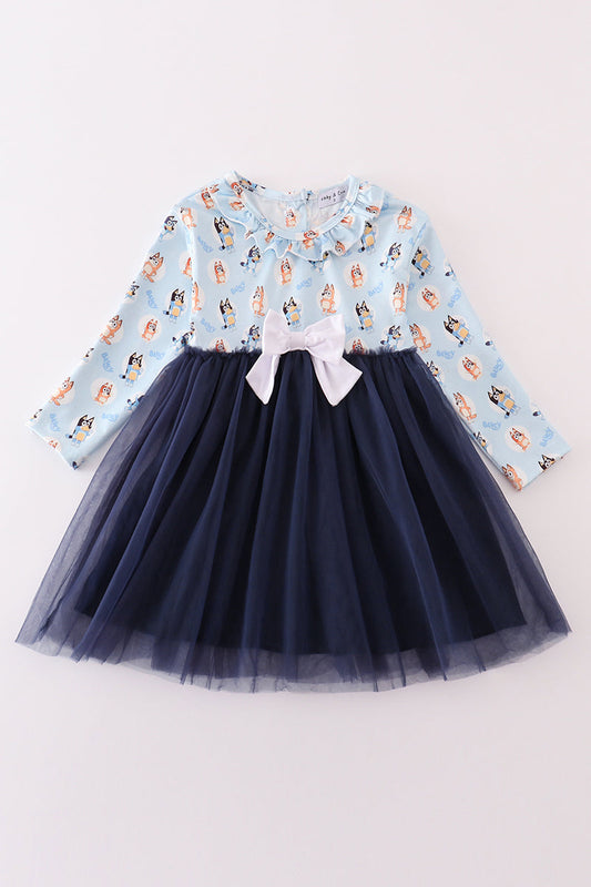 Navy Character Print Tutu Dress