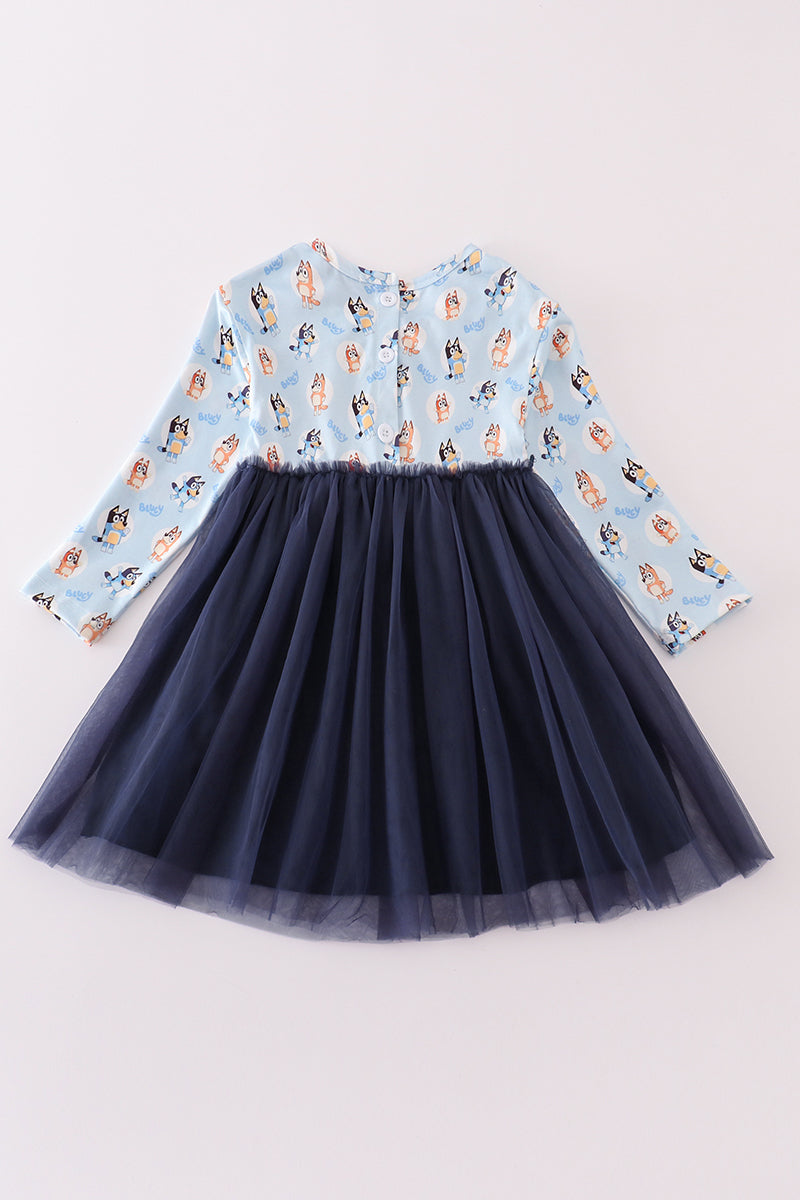 Navy Character Print Tutu Dress