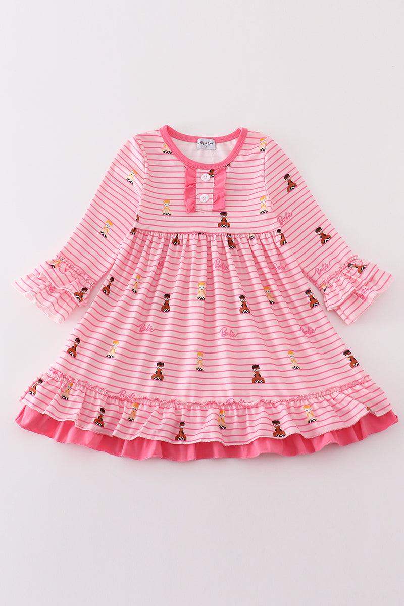 Pink Stripe Ruffle Dress