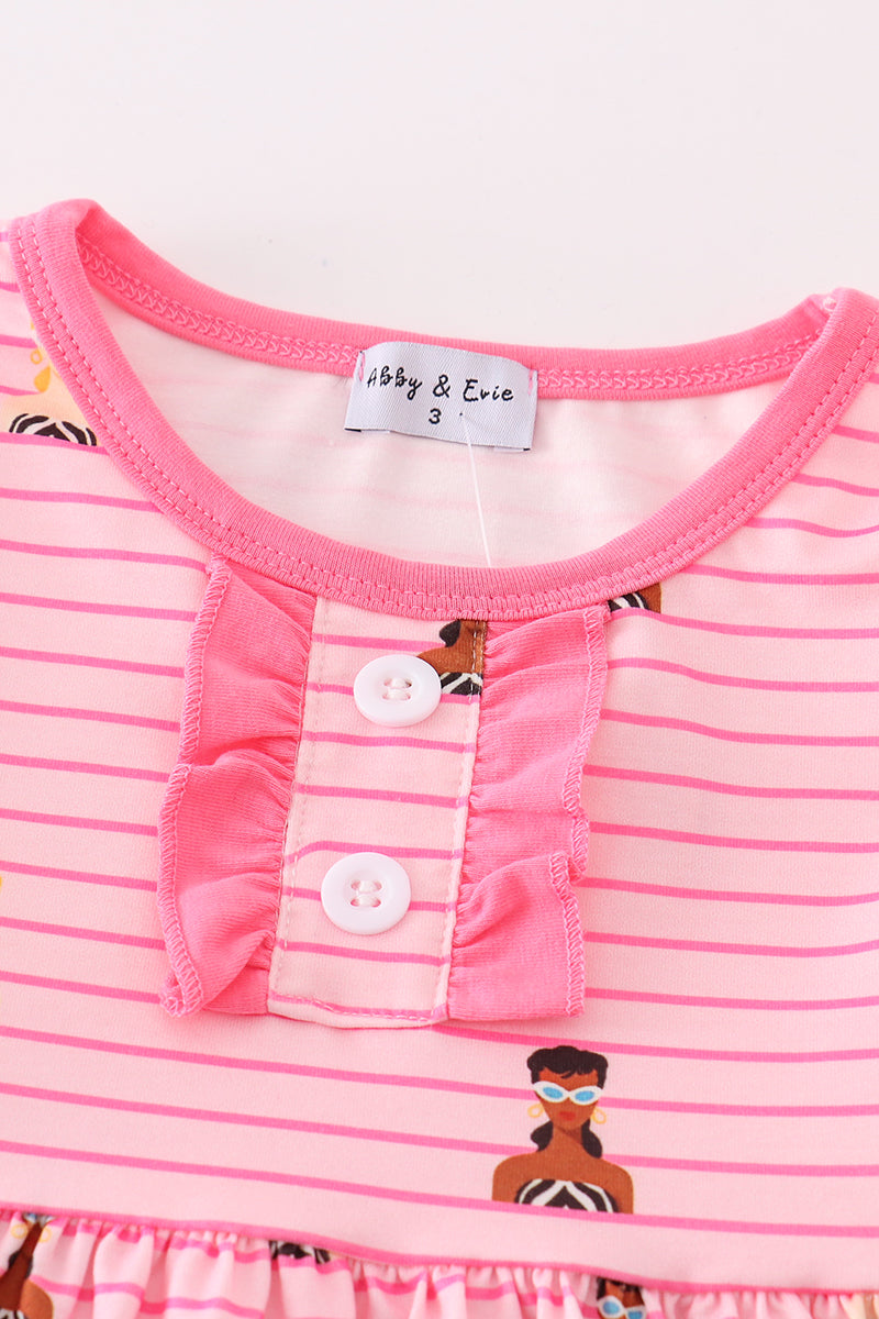 Pink Stripe Ruffle Dress