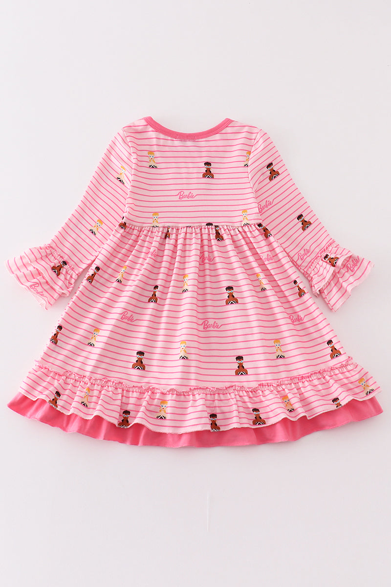 Pink Stripe Ruffle Dress