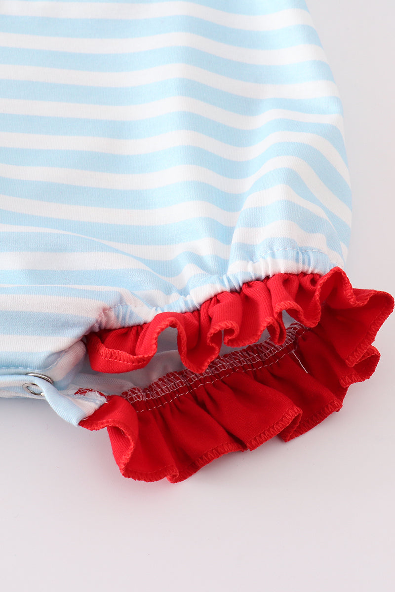 Blue Stripe Puppy Romper