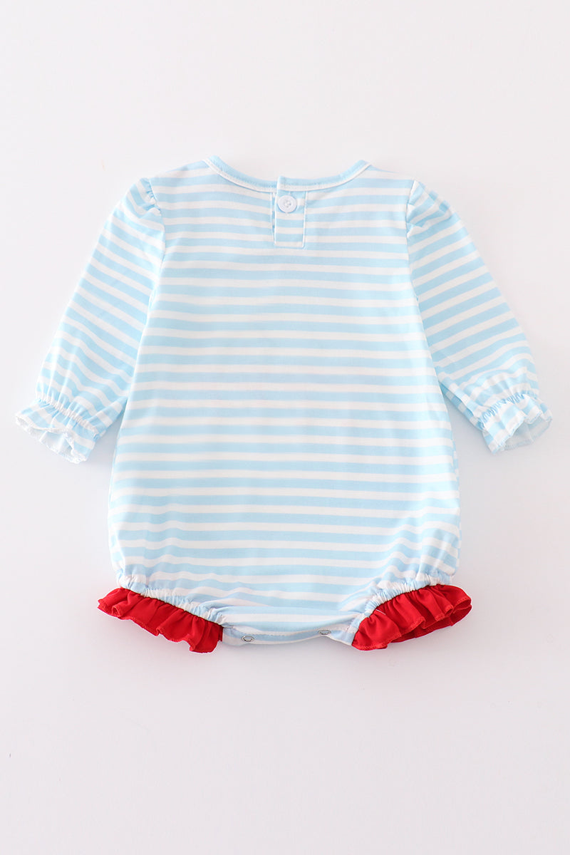 Blue Stripe Puppy Romper