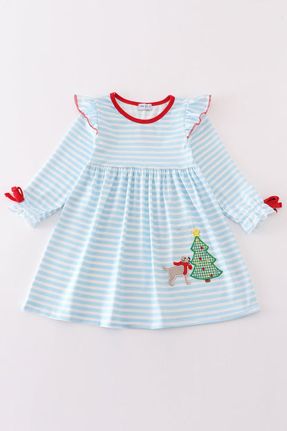 Blue Stripe Puppy Dress