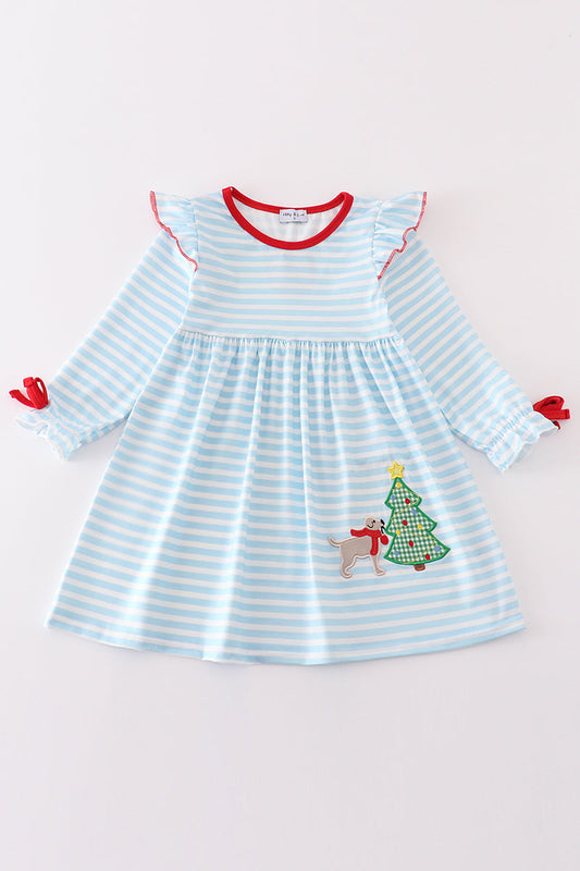 Blue Stripe Puppy Dress