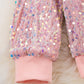 Pink Sequin Bomber Jacket