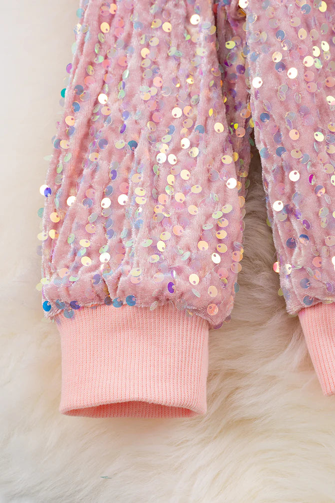 Pink Sequin Bomber Jacket