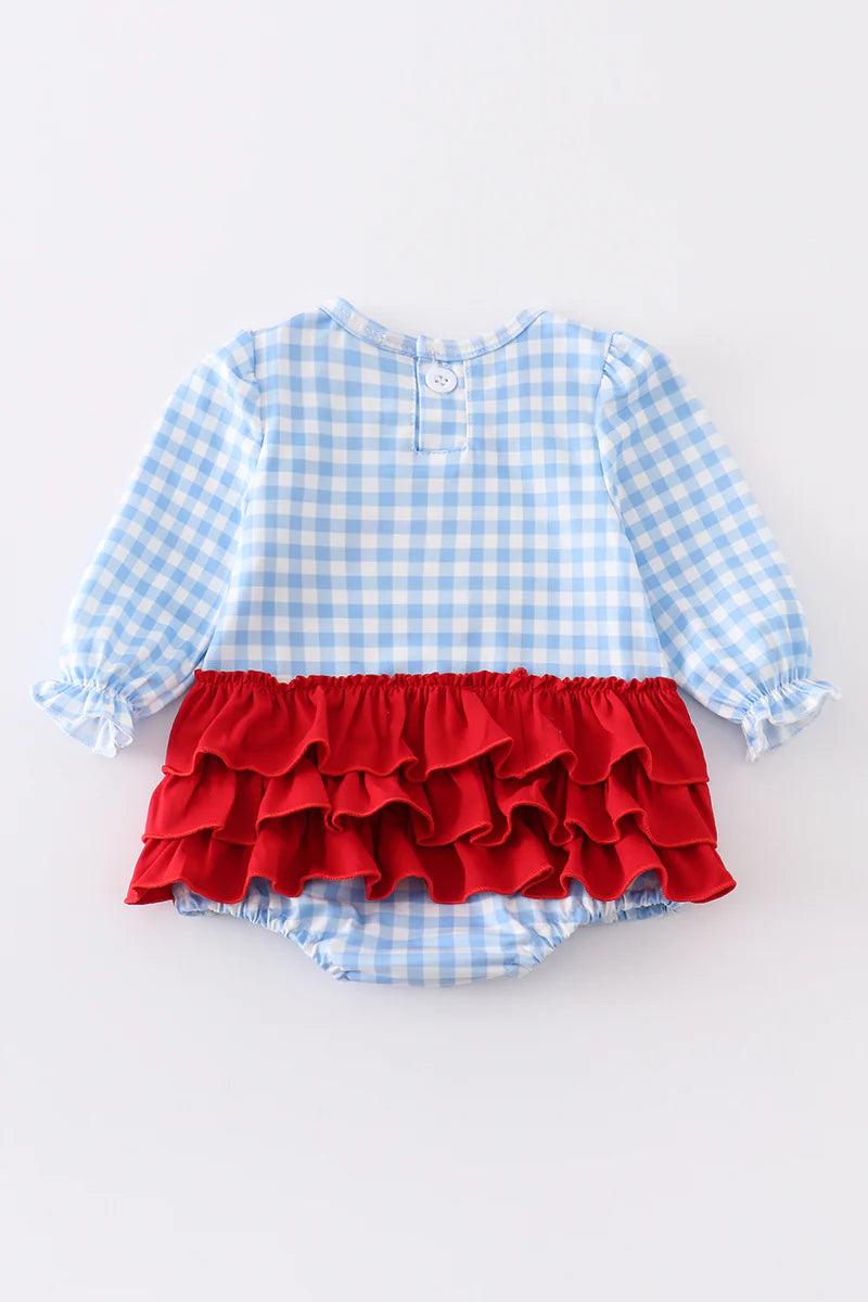 Blue Plaid Christmas Romper