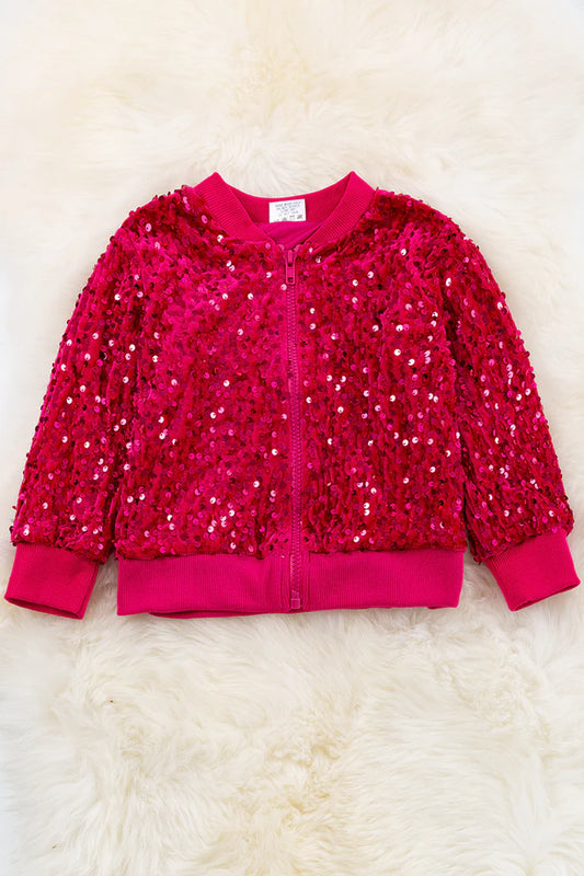 Fuchsia Sequin Bomber Jacket