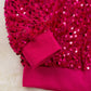 Fuchsia Sequin Bomber Jacket