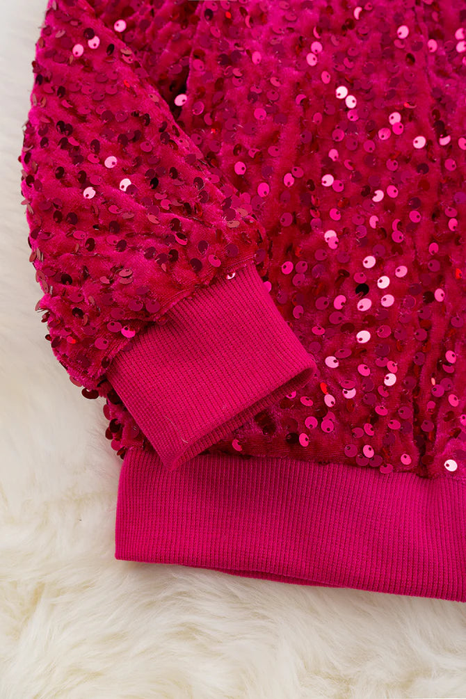 Fuchsia Sequin Bomber Jacket