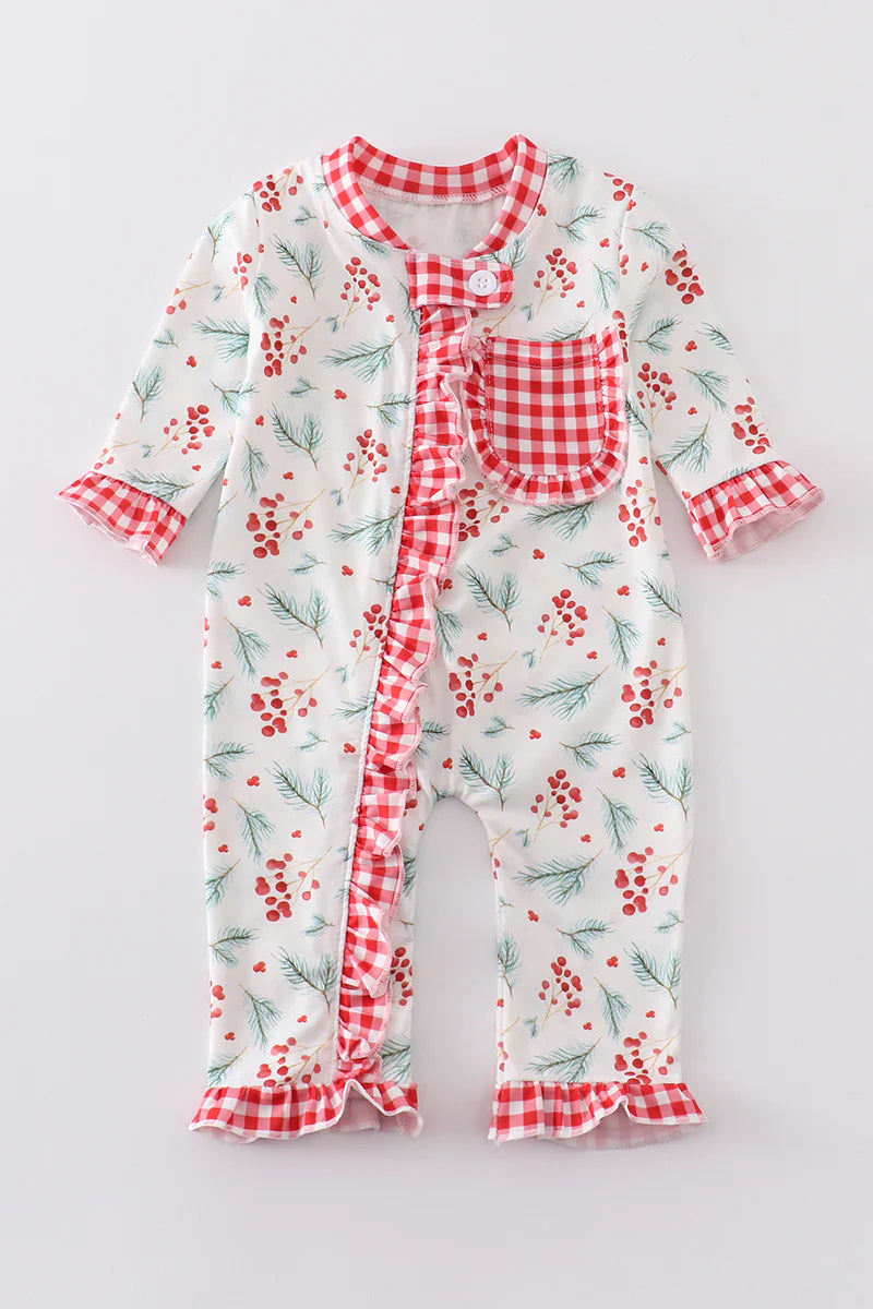 Christmas Holly Print Romper