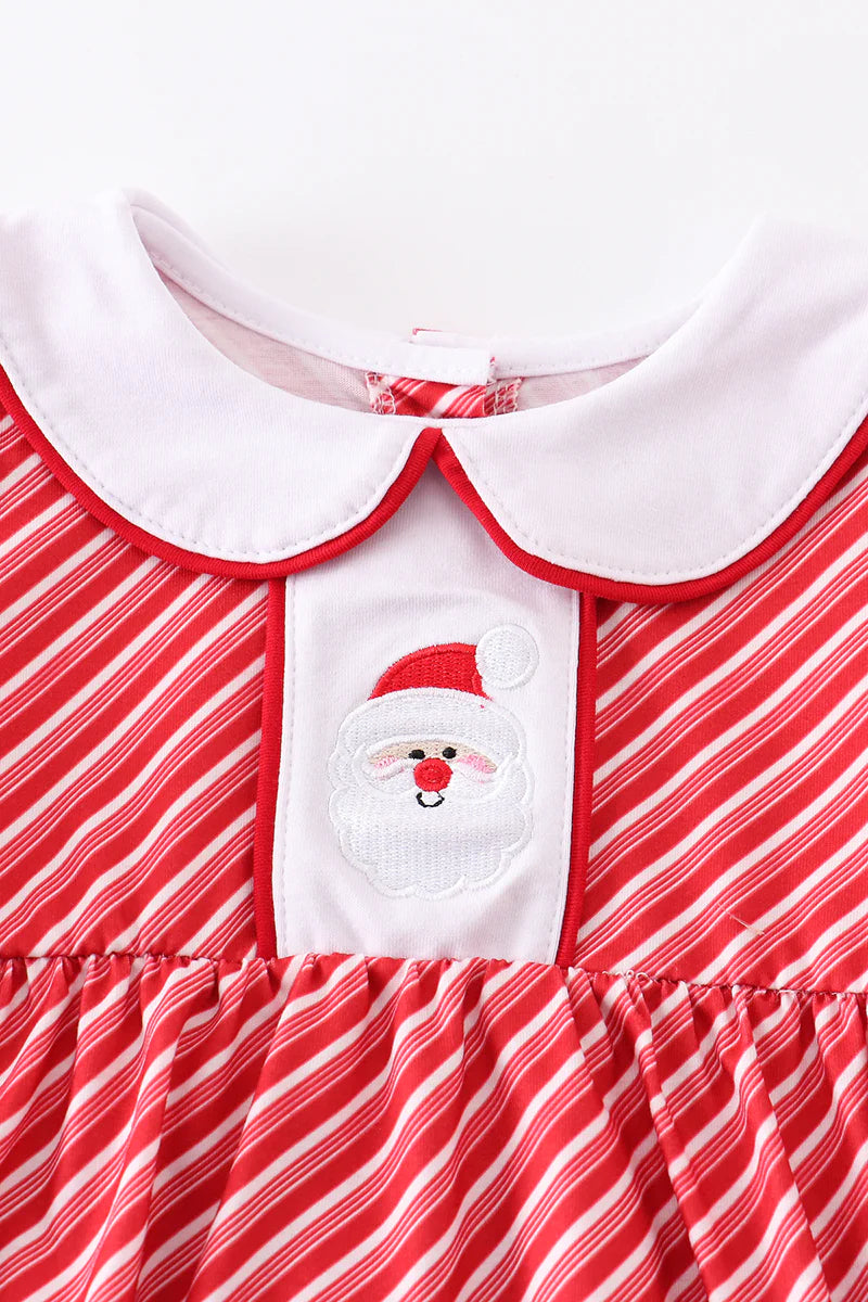 Santa Embroidered Stripe Romper