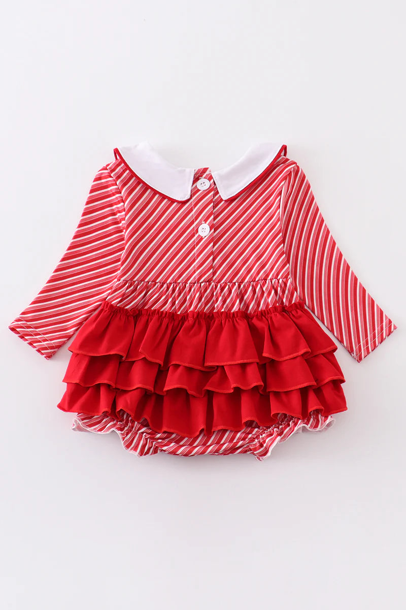 Santa Embroidered Stripe Romper